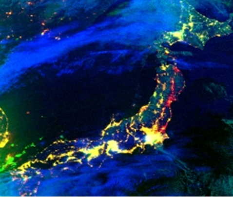 Japan’s Power Cuts (Day After):  Areas in red show power loss